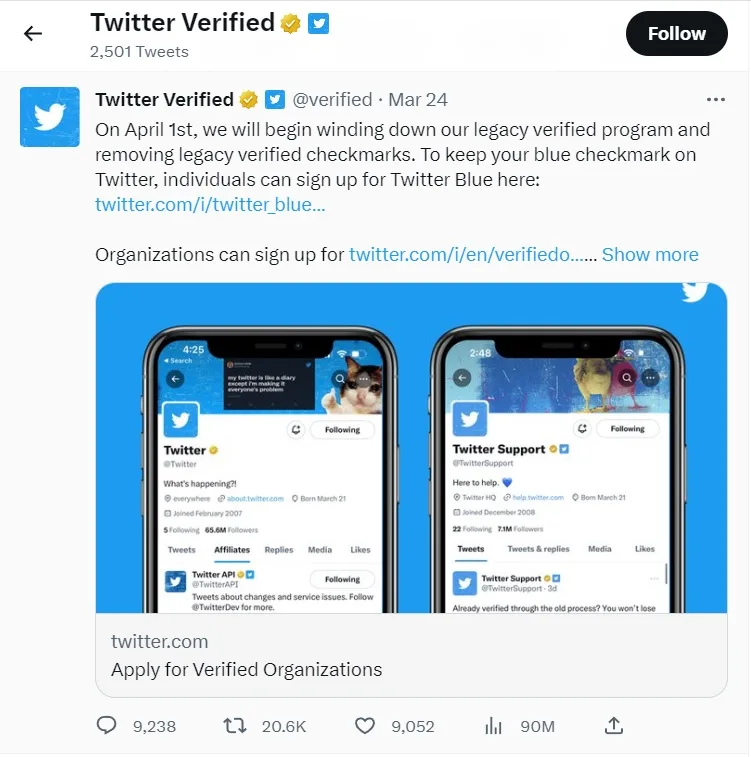 Twitter Verified Announcing Removing Legacy Verified Checkmarks